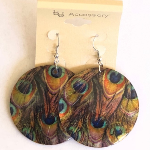 Jewelry - Peacock Multi Color Round Earrings